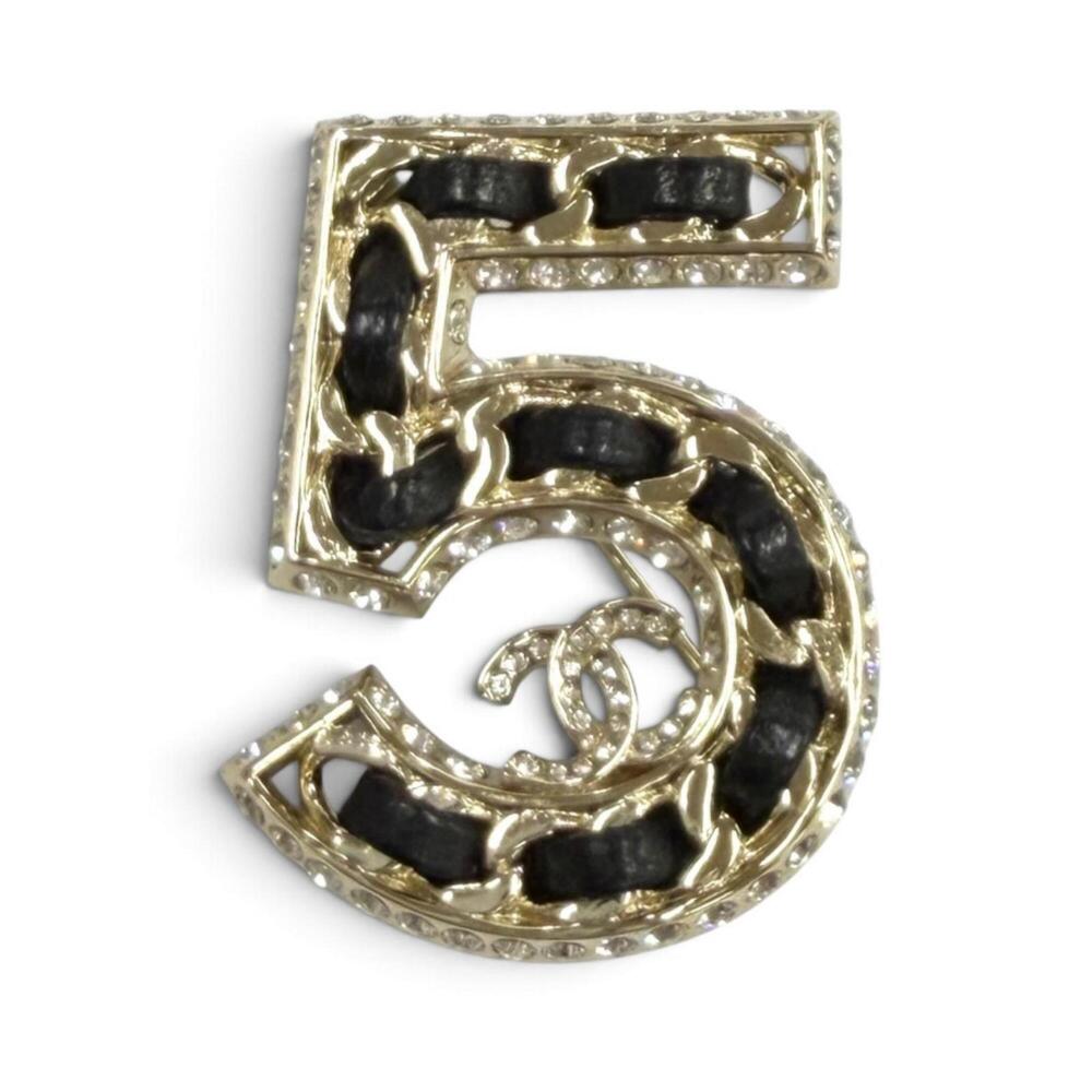 CHANEL Black Logo Brooch